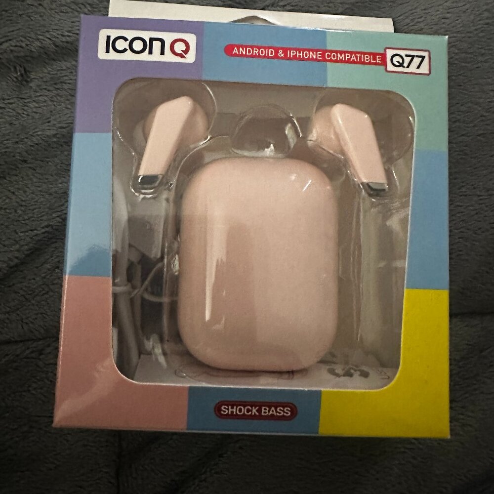 ICON Q Q77 Wireless Earbuds – Bluetooth iPhone & Android – NEW